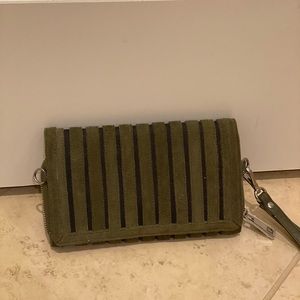 Suede Army Green Clutch